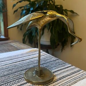 Vintage brass crane bird heron mid-century modern MCM
